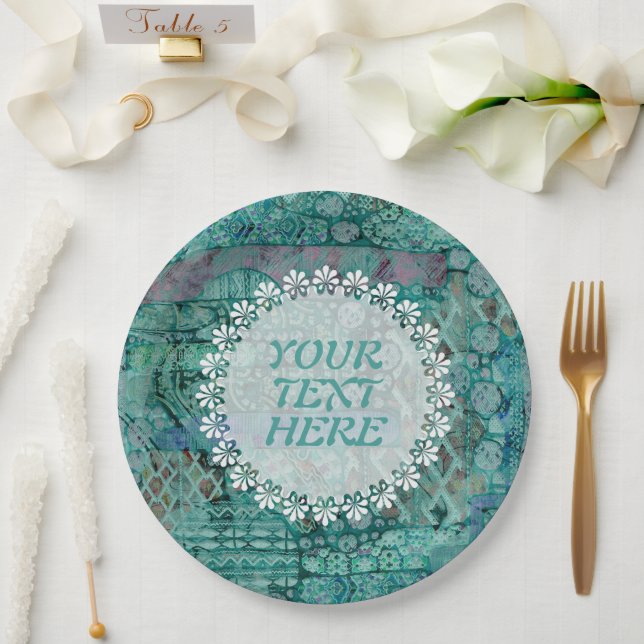 Abstract Ethno Pattern - Folklore Art 2 Paper Plate (Wedding)