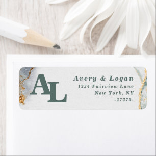 Abstract Eucalyptus Green Monogram Return Address