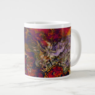 Abstract Evening Red, Cream & Midnight Swirl Large Coffee Mug
