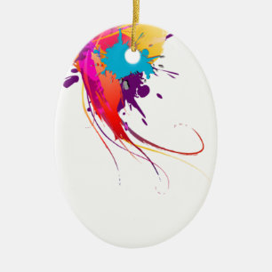 Abstract Exotic Butterfly Paint Splatters Ceramic Tree Decoration