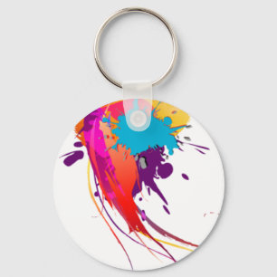 Abstract Exotic Butterfly Paint Splatters Key Ring