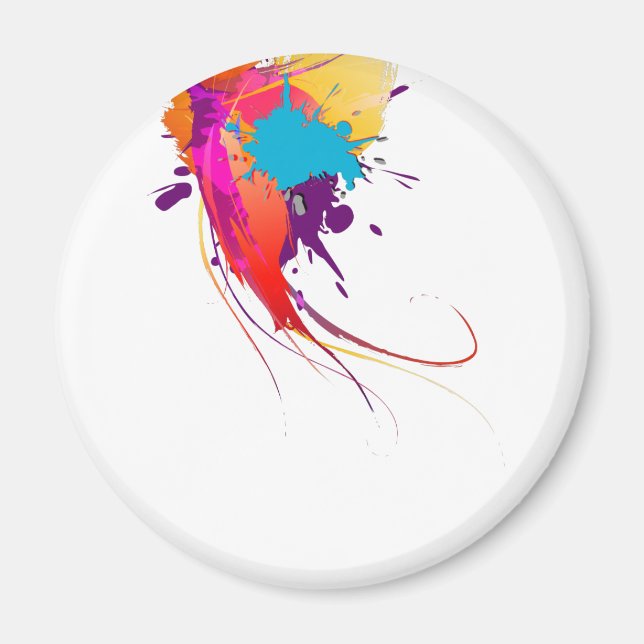Abstract Exotic Butterfly Paint Splatters Magnet (Front)