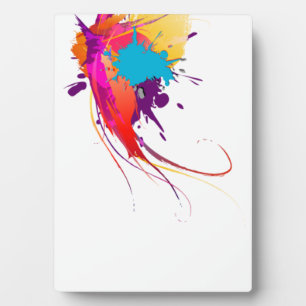 Abstract Exotic Butterfly Paint Splatters Plaque