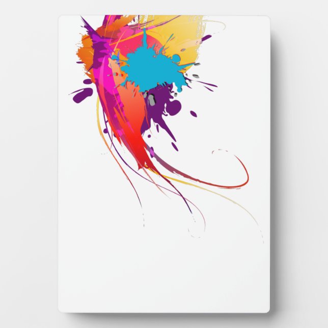 Abstract Exotic Butterfly Paint Splatters Plaque (Front)