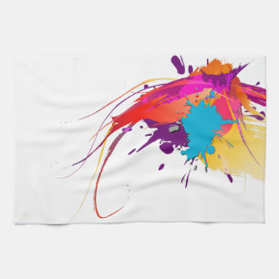 Abstract Exotic Butterfly Paint Splatters Tea Towel