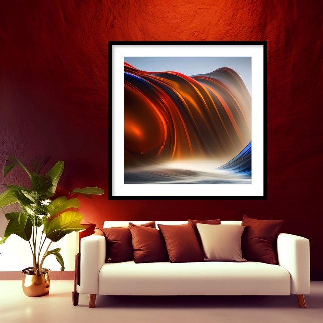 Abstract Exotic flowing Silk Mountain Gold Blue Poster (Creator Uploaded)