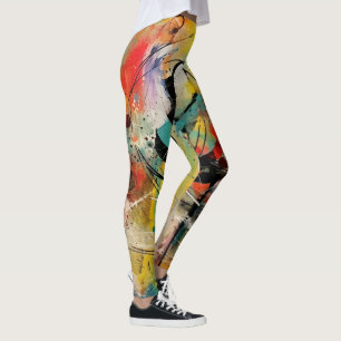 Abstract explosion of vibrant colours and dynamic leggings