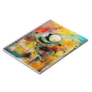 Abstract explosion of vibrant colours and dynamic notebook