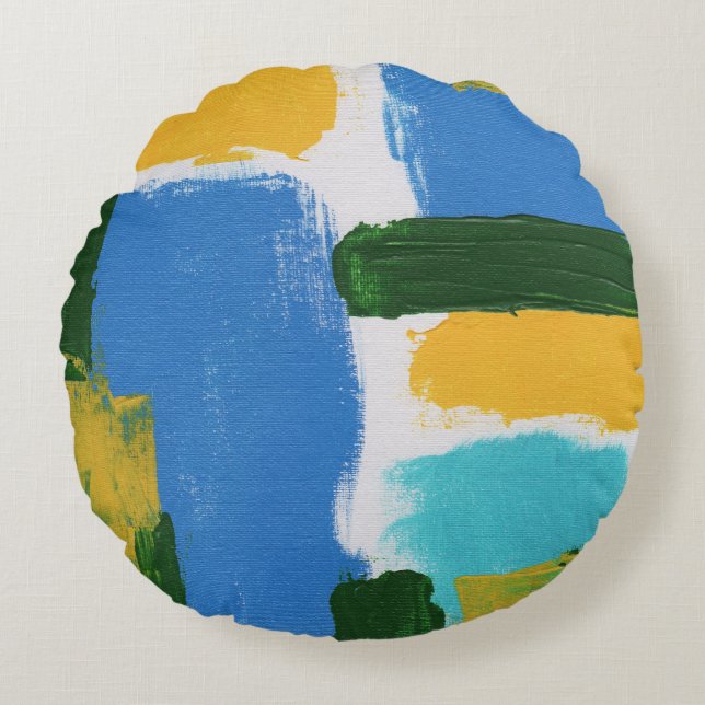 Abstract Expression No.3 by Michael Moffa Round Cushion (Front)