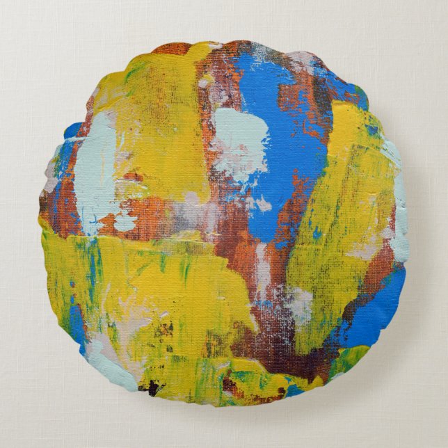 Abstract Expression No.7 by Michael Moffa Round Cushion (Front)