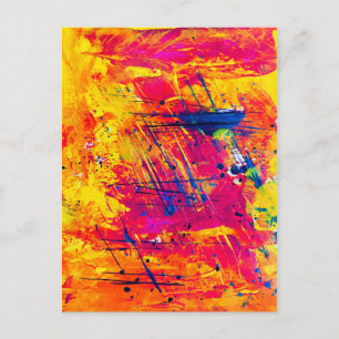 Abstract Expressionism Art Orange Yellow Blue Postcard