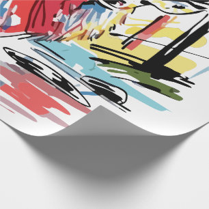 Abstract Expressionism Neon Stag Matte Wrapping Paper