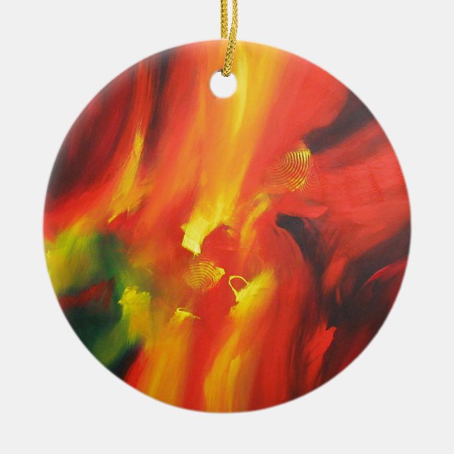 Abstract Expressionism Painting Ceramic Tree Decoration (Front)