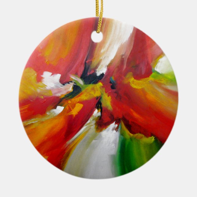 Abstract Expressionism Painting Ceramic Tree Decoration (Front)