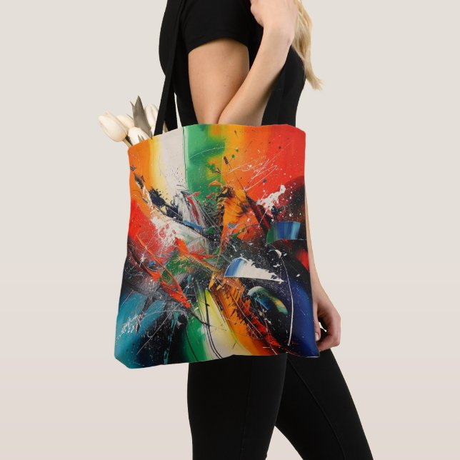 Abstract Expressionist Colourful Paint Art Tote Ba Bag (Close Up)