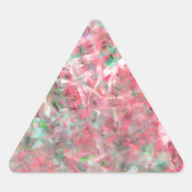 Abstract Expressionist Dance in Pink and Green Triangle Sticker (Front)