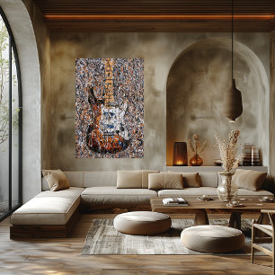 Abstract Expressionist Electric Guitar Drip Art Poster