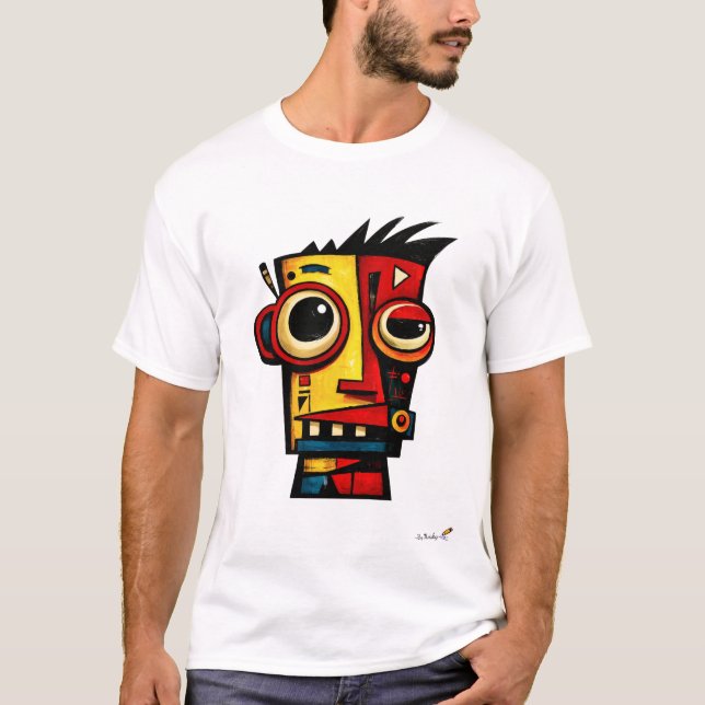 Abstract Expressionist Robot Geometric Modern Art  T-Shirt (Front)
