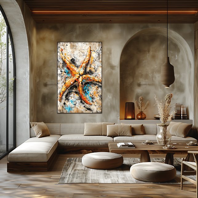 Abstract Expressionist Starfish Painting Coastal Poster (Creator Uploaded)