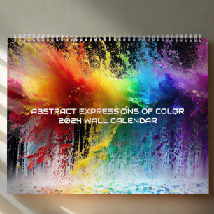 Abstract Expressions of Colour Rainbow Paint Splas Calendar