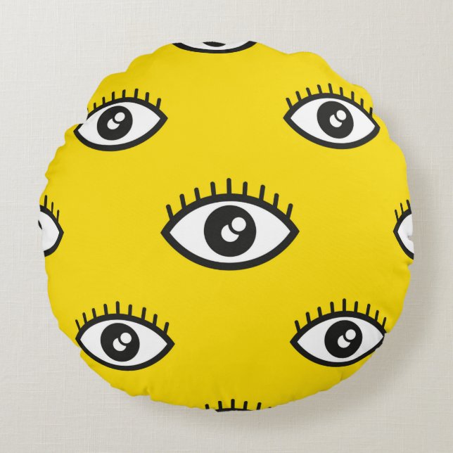 Abstract eye seamless pattern. Seamless eye backgr Round Cushion (Front)