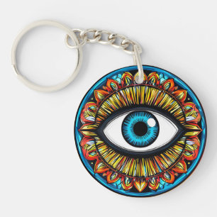 Abstract Eye Symbol with Vibrant Colours Key Ring