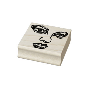 Abstract Eyes Lips Womans Face Beauty Original Art Rubber Stamp