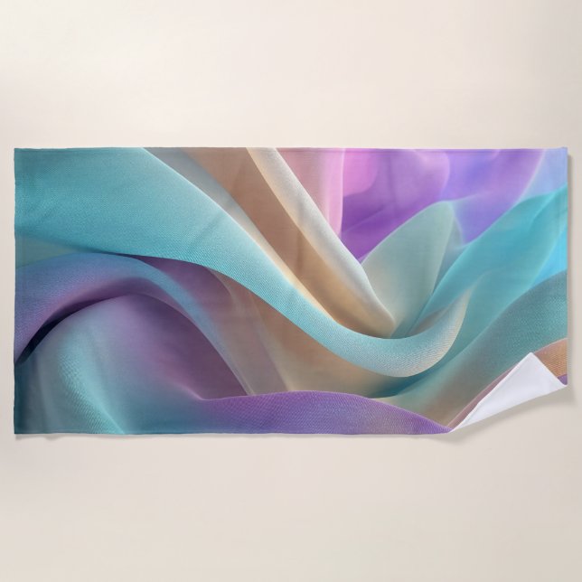 Abstract Fabric Texture in Pastel Tones Beach Towel (Front)