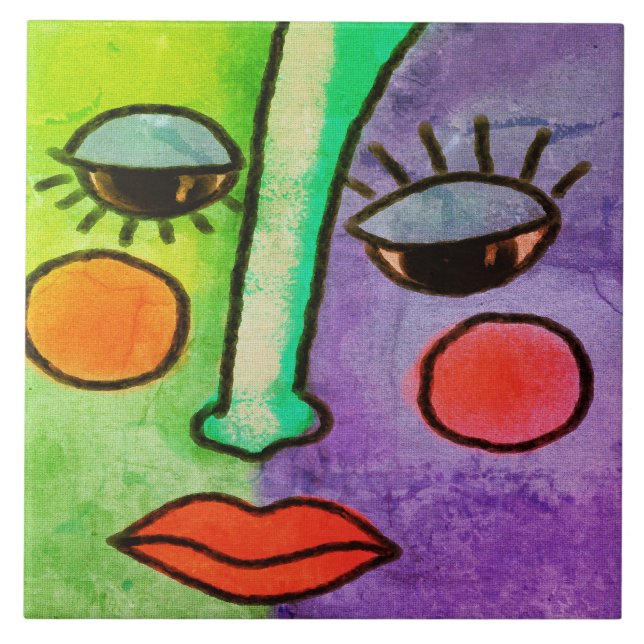Abstract Face 2 Digital Painting Tile (Front)
