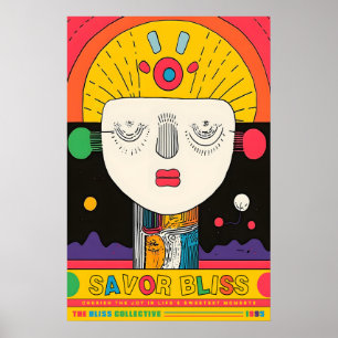 Abstract Face Art Print Retro Pop Exhibition