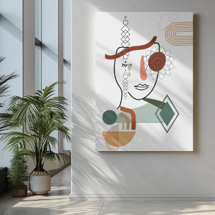 Abstract Face art with illustration flower on eye Canvas Print