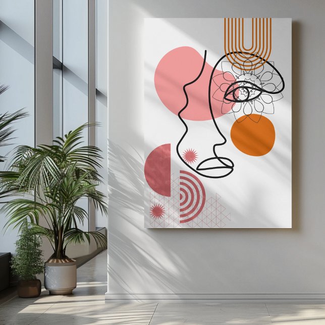 Abstract face art with orange cheeks invisible eye canvas print (Creator Uploaded)