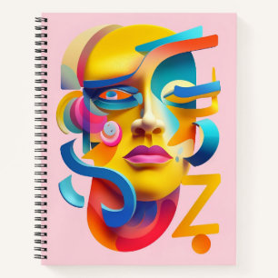 Abstract Face Art Woman Abstract Face Notebook
