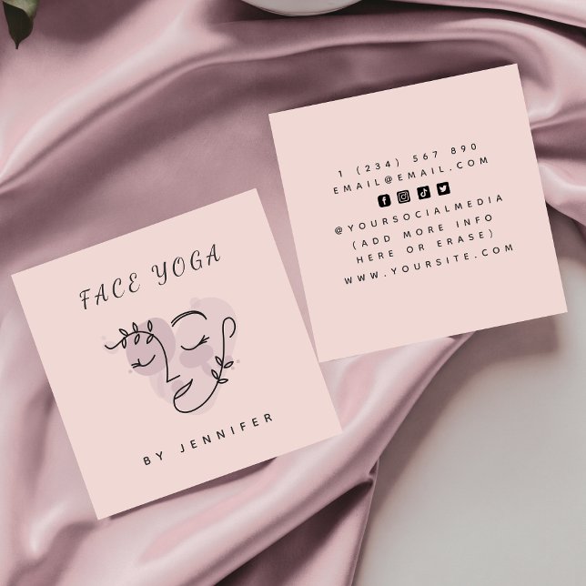 Abstract Face Building Yoga Minimalist Neutral  Square Business Card (Creator Uploaded)