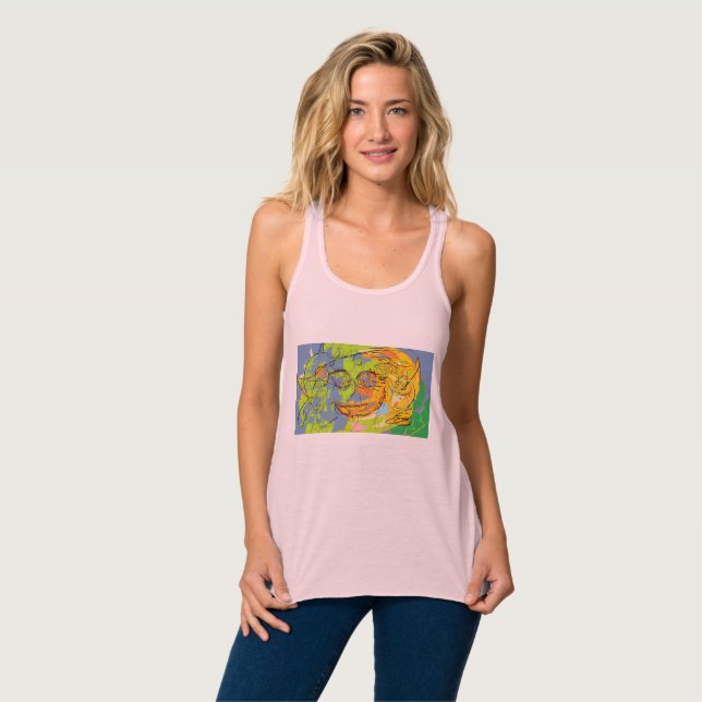 abstract face cheerful singlet (Front Full)