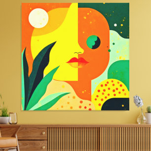 Abstract Face Colour Block Art Canvas Print