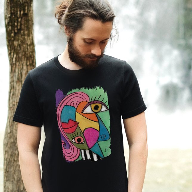 Abstract Face Colourful Artsy Fun Whimsical Modern Tri-Blend Shirt (Creator Uploaded)