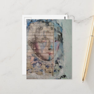 Abstract Face Grunge Collage Postcard