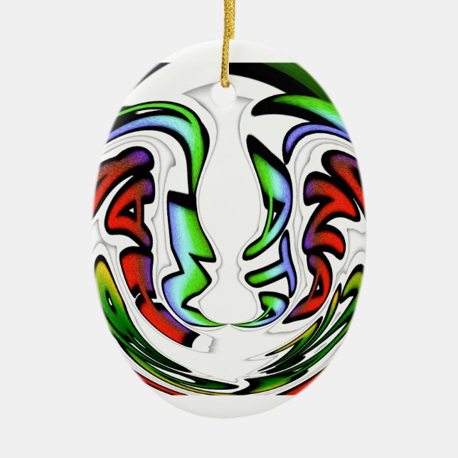 Abstract Face Hakuna Matata Art Print Ceramic Tree Decoration (Front)