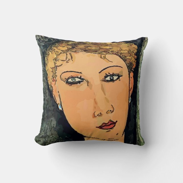 Abstract Face In Blue Cushion (Front)