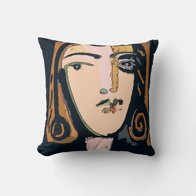Abstract Face In Brown Cushion (Front)