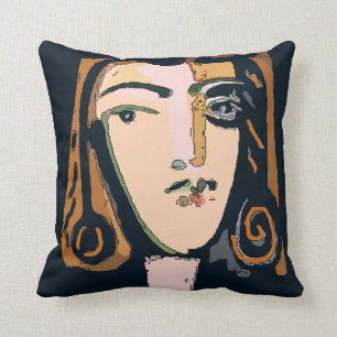 Abstract Face In Brown Cushion