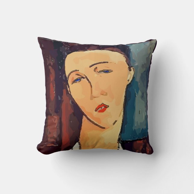 Abstract Face In Brown Throw Pillow (Front)
