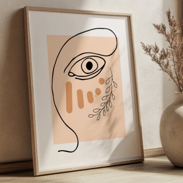 Abstract Face Line Art BOHO Chic Cubic Poster (Creator Uploaded)
