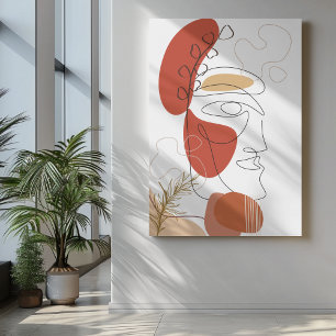 Abstract face with red and orange Bob leafs Canvas Print