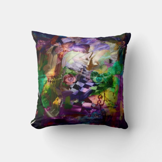 Abstract face with symbols cushion (Front)