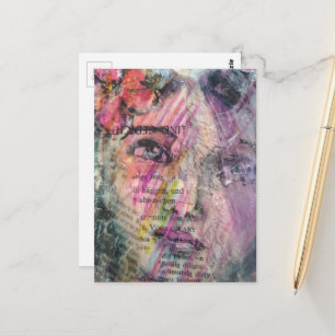 Abstract Face with Text Grunge Collage Postcard