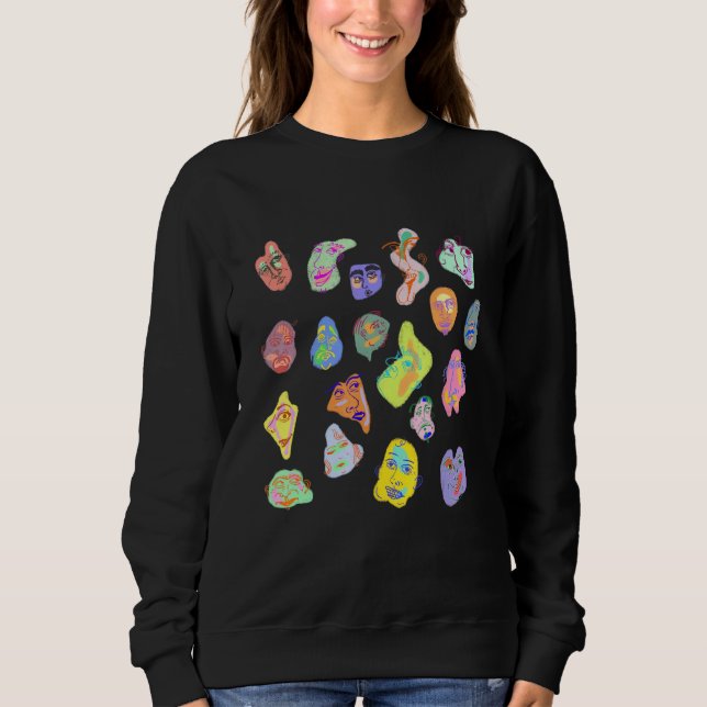 Abstract Faces  Artistic Faces Funky Sweatshirt (Front)