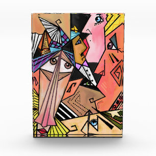Abstract Faces Cubism Stle Desk Accessories Photo Block
