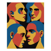 Abstract Faces Grid Art Print, Human Faces